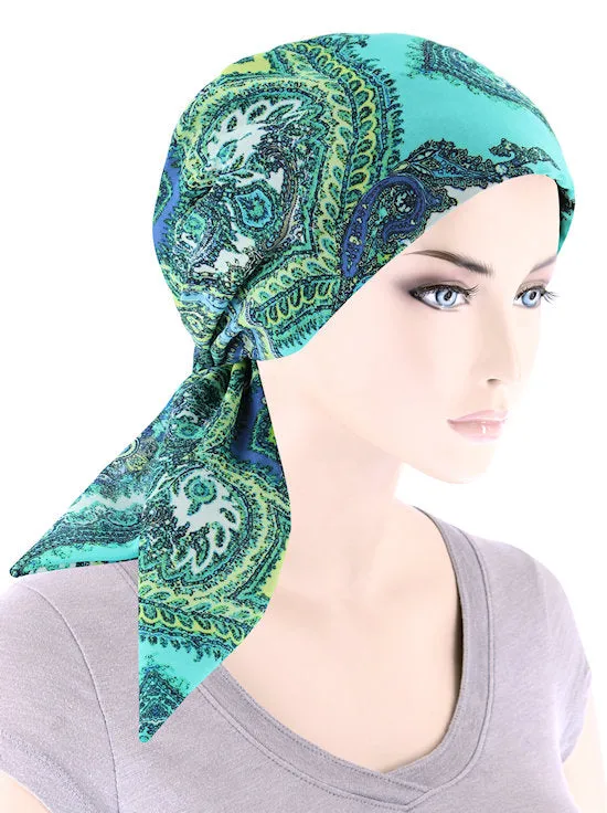 CFS-1164#Chemo Fashion Scarf Green Paisley