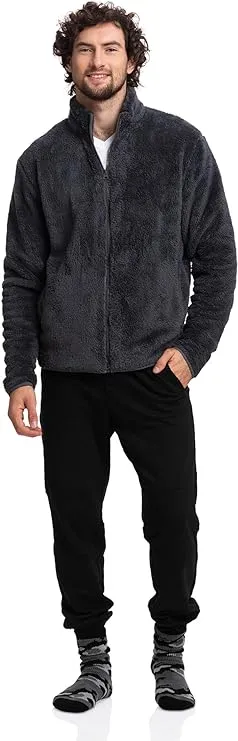 Chic Winter Essential: Men's Sherpa Jacket in Gray - Refined Warmth for the Modern Man