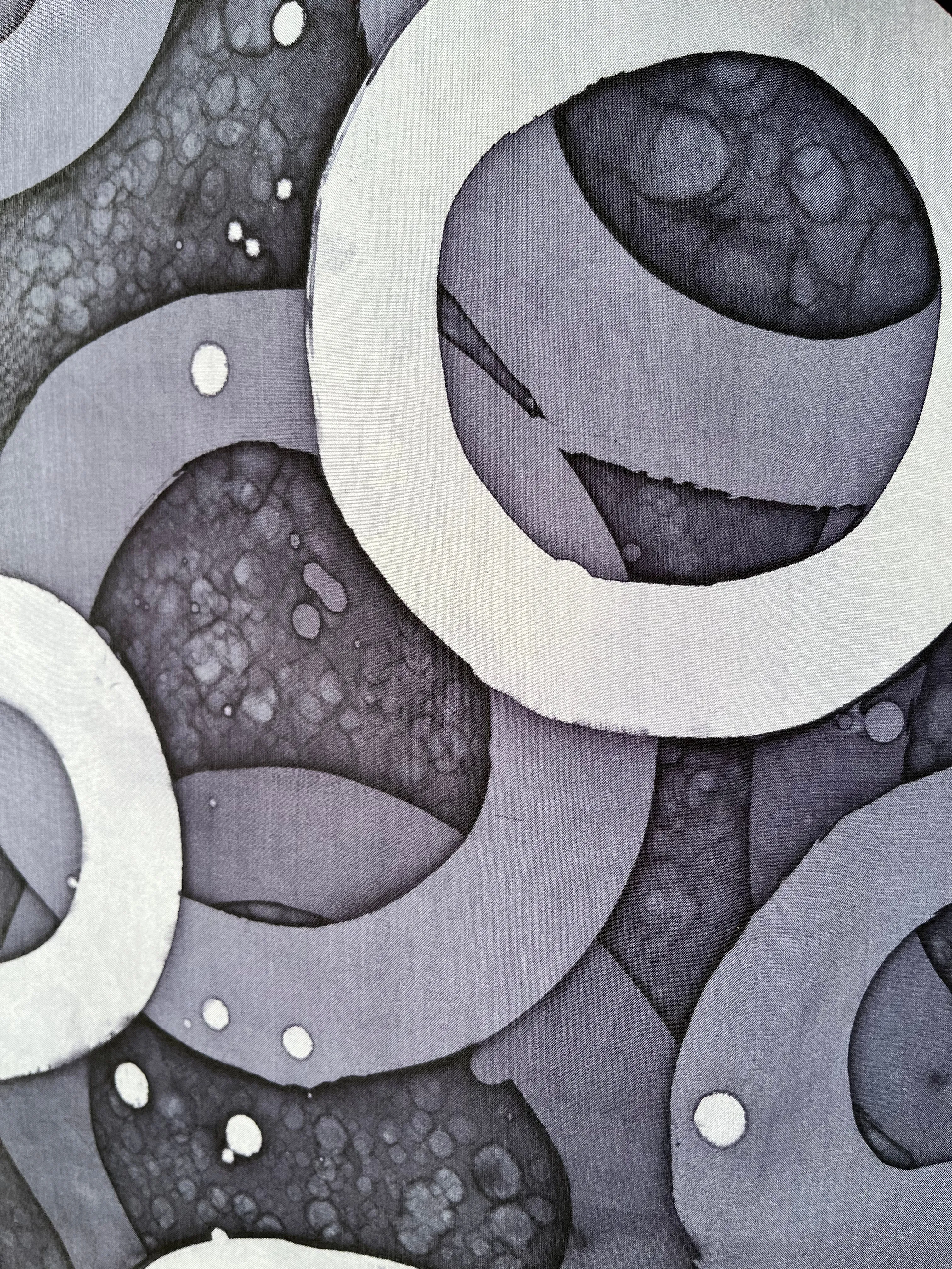 “Circles of Grey" - Hand-dyed Silk Scarf - $125