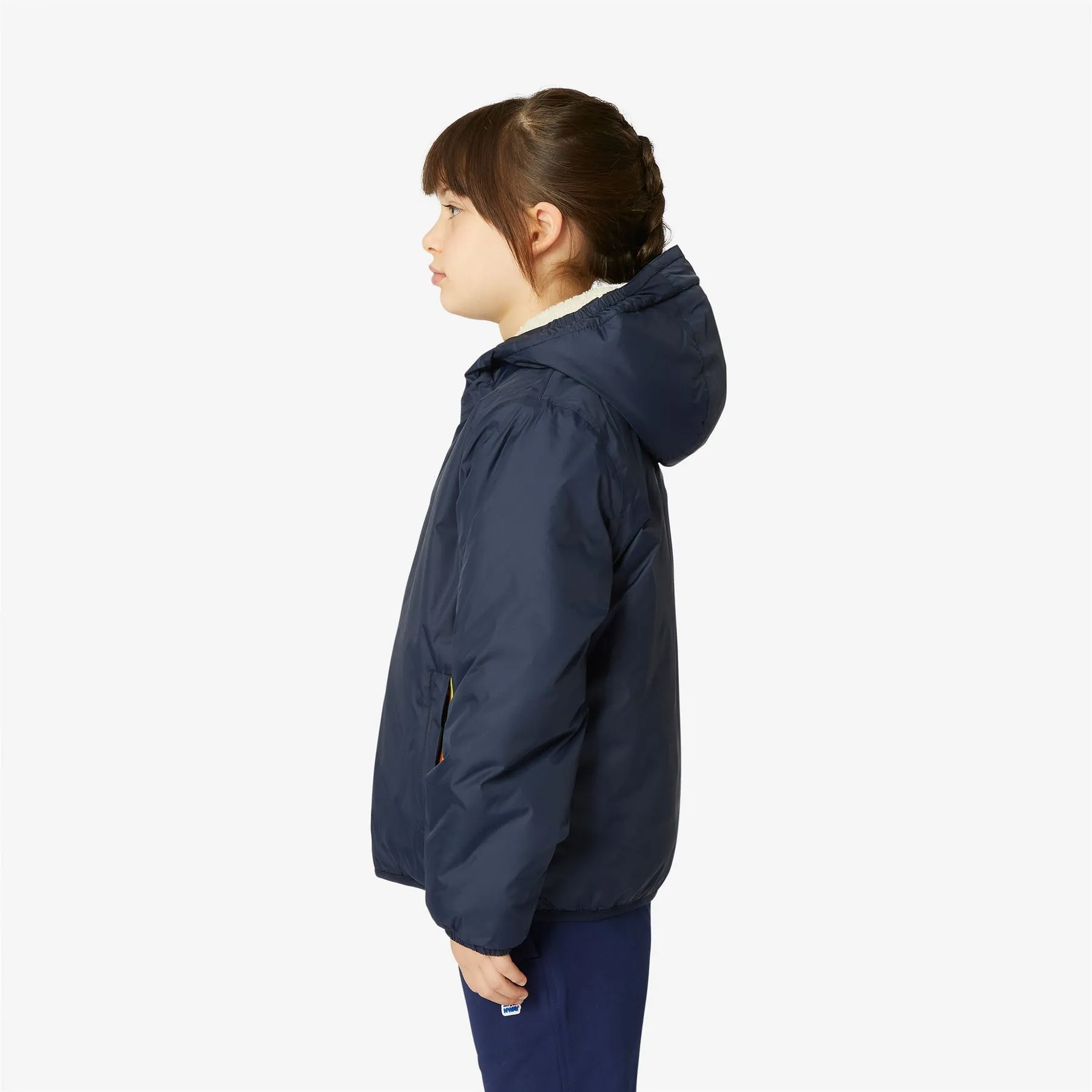 Claude Orsetto - Kids Sherpa Lined Waterproof Jacket in Ecru - Blue Depth