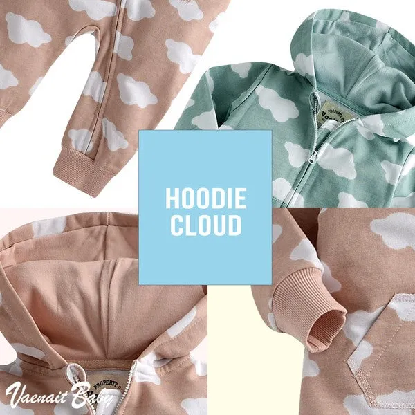 Cloud Cotton Hoodie Romper (Sky/Pink)