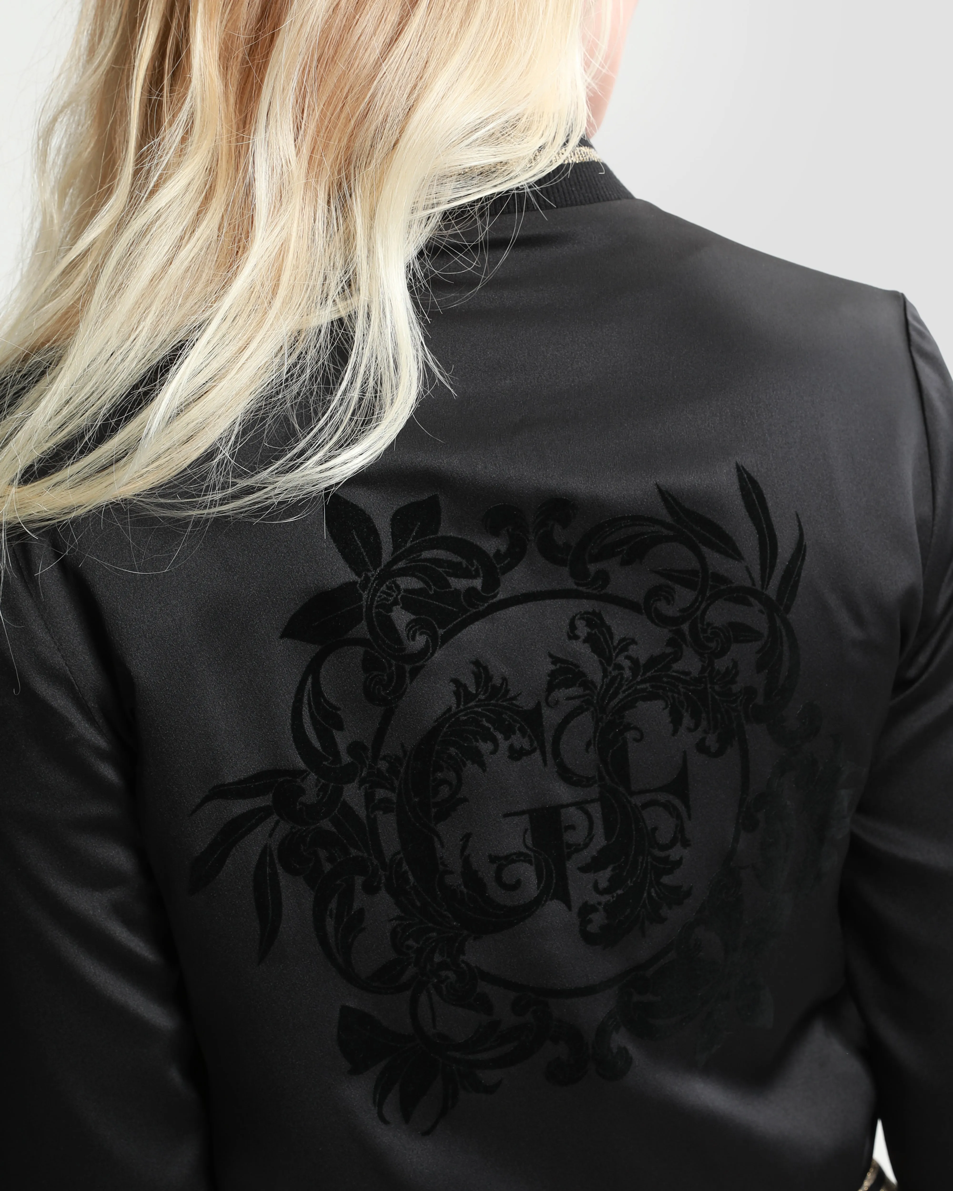 Contrasted Ornamental Reversible Bomber Jacket