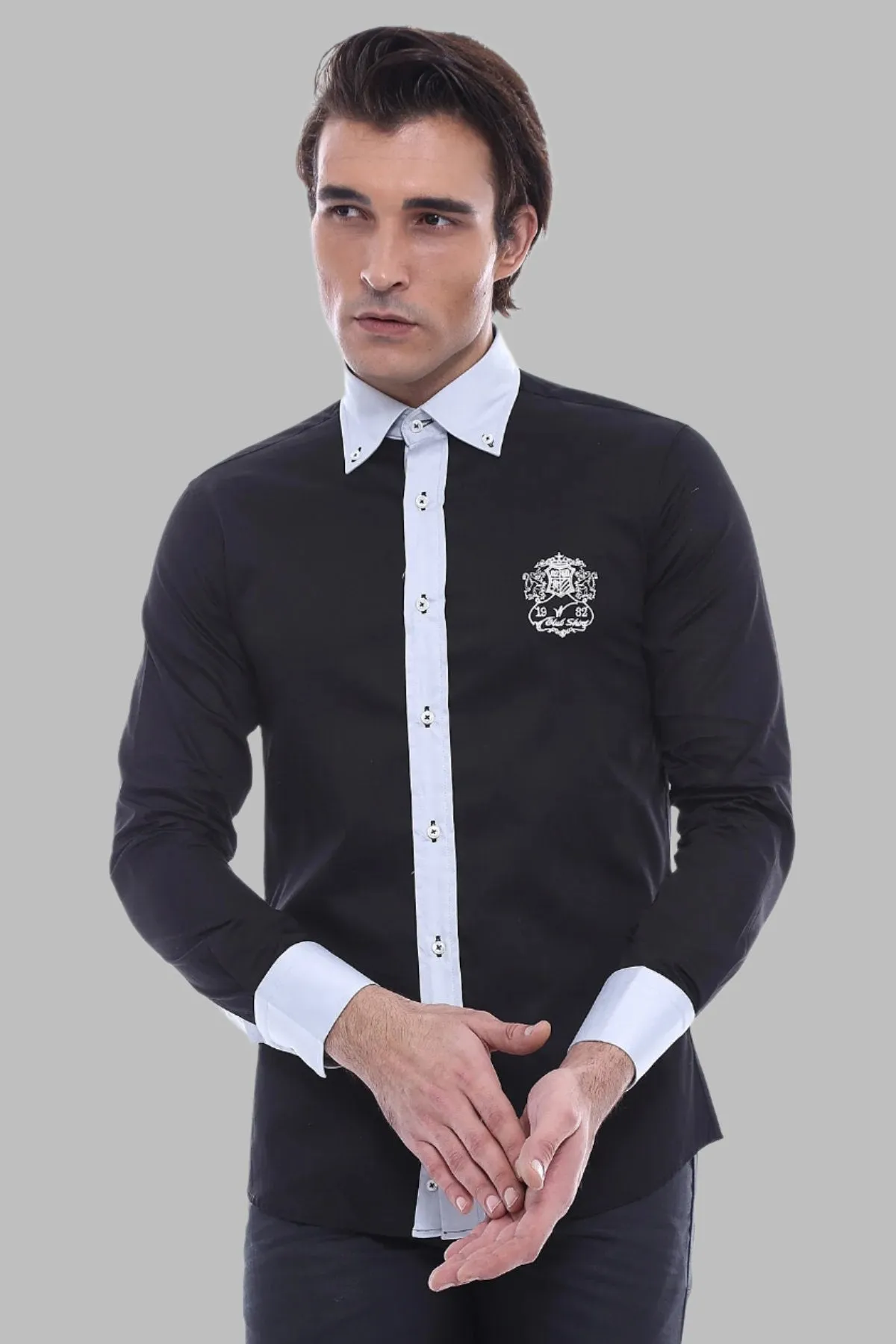 Cotton- Satin Black Men's Sport Shirt - Wessi