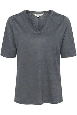 Curlies Linen T-Shirt in Turbulence Graphite Grey