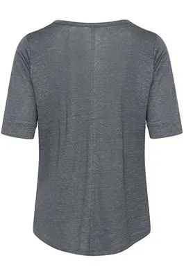 Curlies Linen T-Shirt in Turbulence Graphite Grey