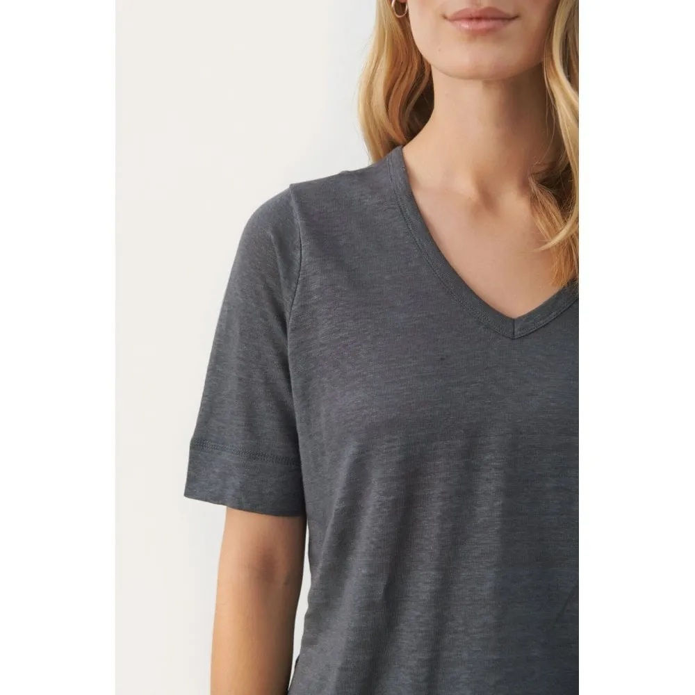 Curlies Linen T-Shirt in Turbulence Graphite Grey