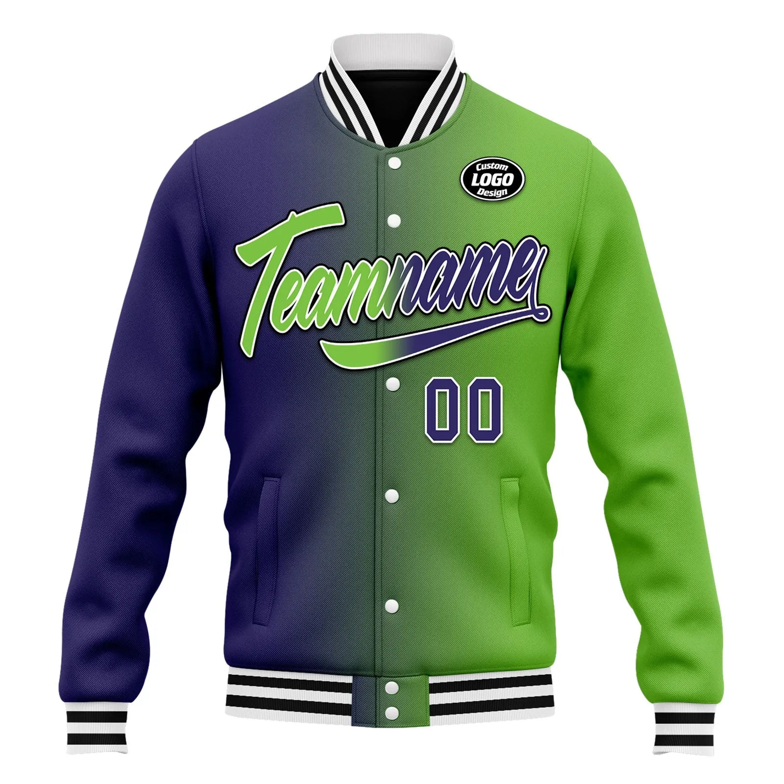 Custom Gradient Fashion Jacket Bomber Full-Snap Varsity Letterman Personalized Jacket FZ005-D028015-10