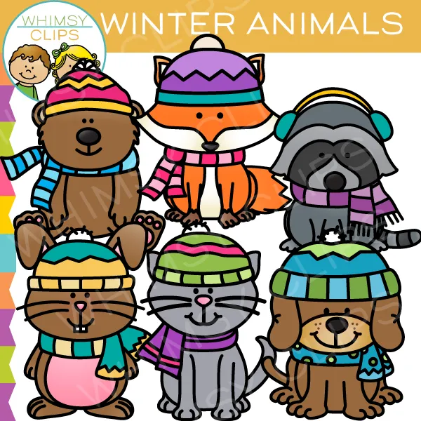 Cute Winter Animals Clip Art