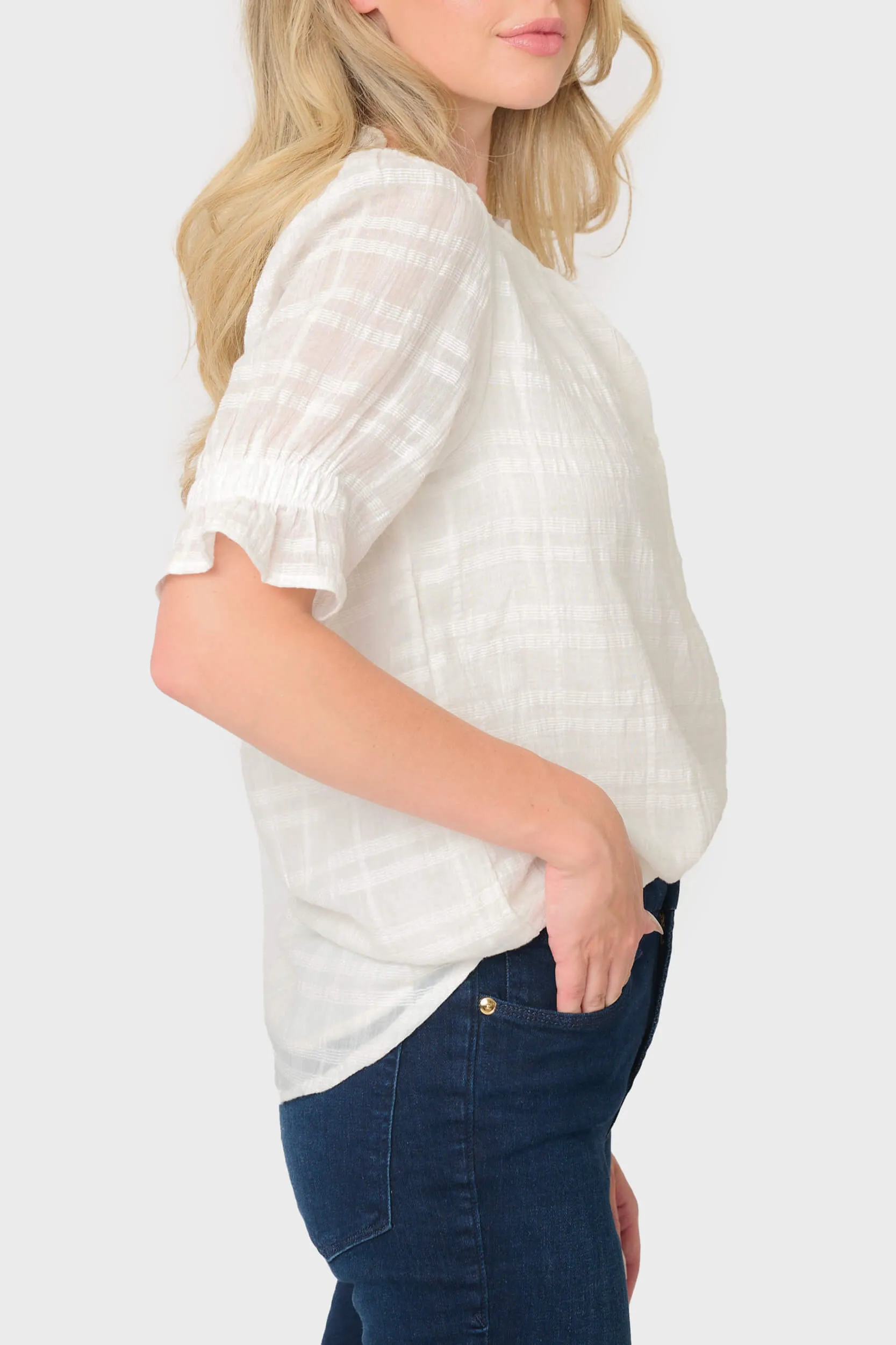 Dianthus Henley Puff Sleeve Blouse