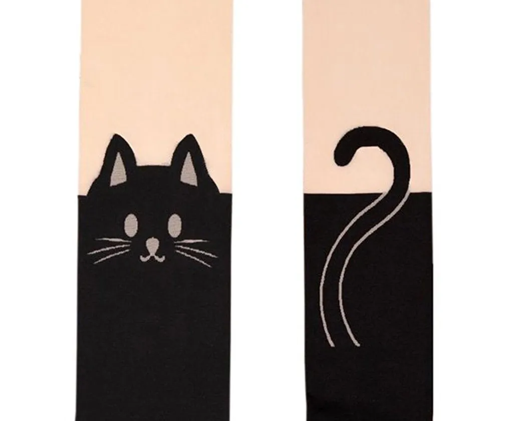 DS.DISTINCTIVE STYLE Animal Tattoo Tights Japanese Style Cosplay Pantyhose, Black, XS - Cat