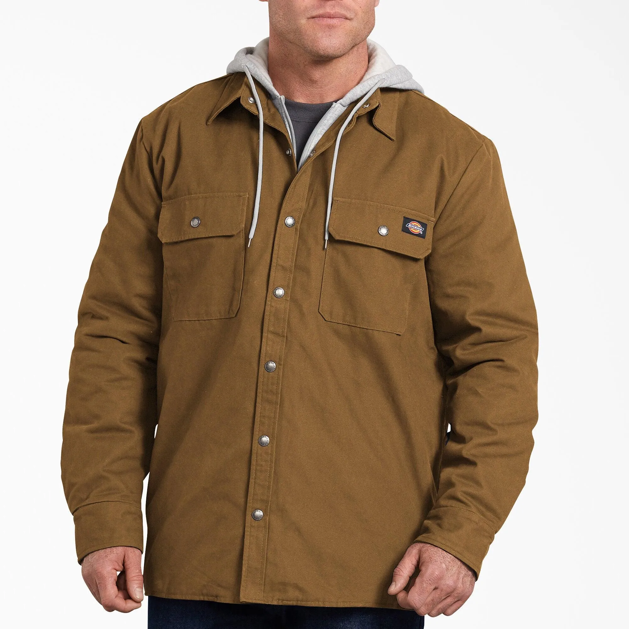 Duck Hooded Shirt Jacket, Brown Duck