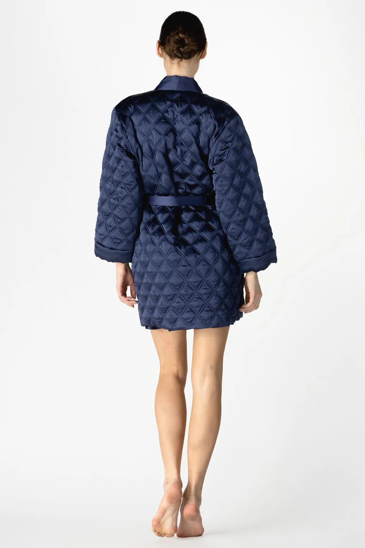 Dylan Quilted Short Silk Robe