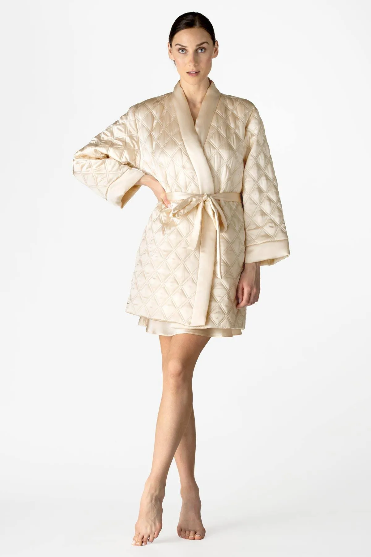 Dylan Quilted Short Silk Robe