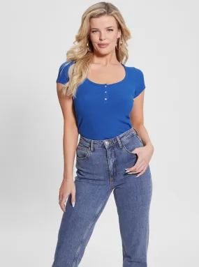 Eco Blue Karlee Jewel Henley T-Shirt