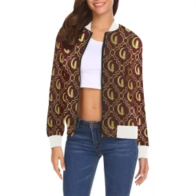 ELEGANCE BRDXGLD All Over Print Bomber Jacket for Women