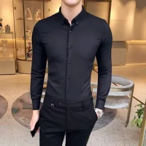 Elite New Men's Designer Black Cotton Slim-Fit Button-Up Shirt For Men