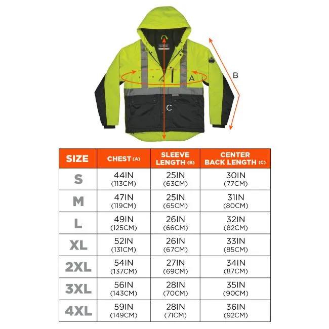 Ergodyne GloWear 8275 Type R Class 2 Heavy-Duty Hi-Vis Workwear Jacket - Lime