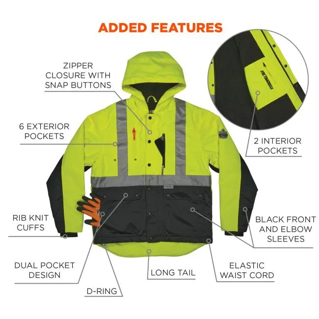 Ergodyne GloWear 8275 Type R Class 2 Heavy-Duty Hi-Vis Workwear Jacket - Lime