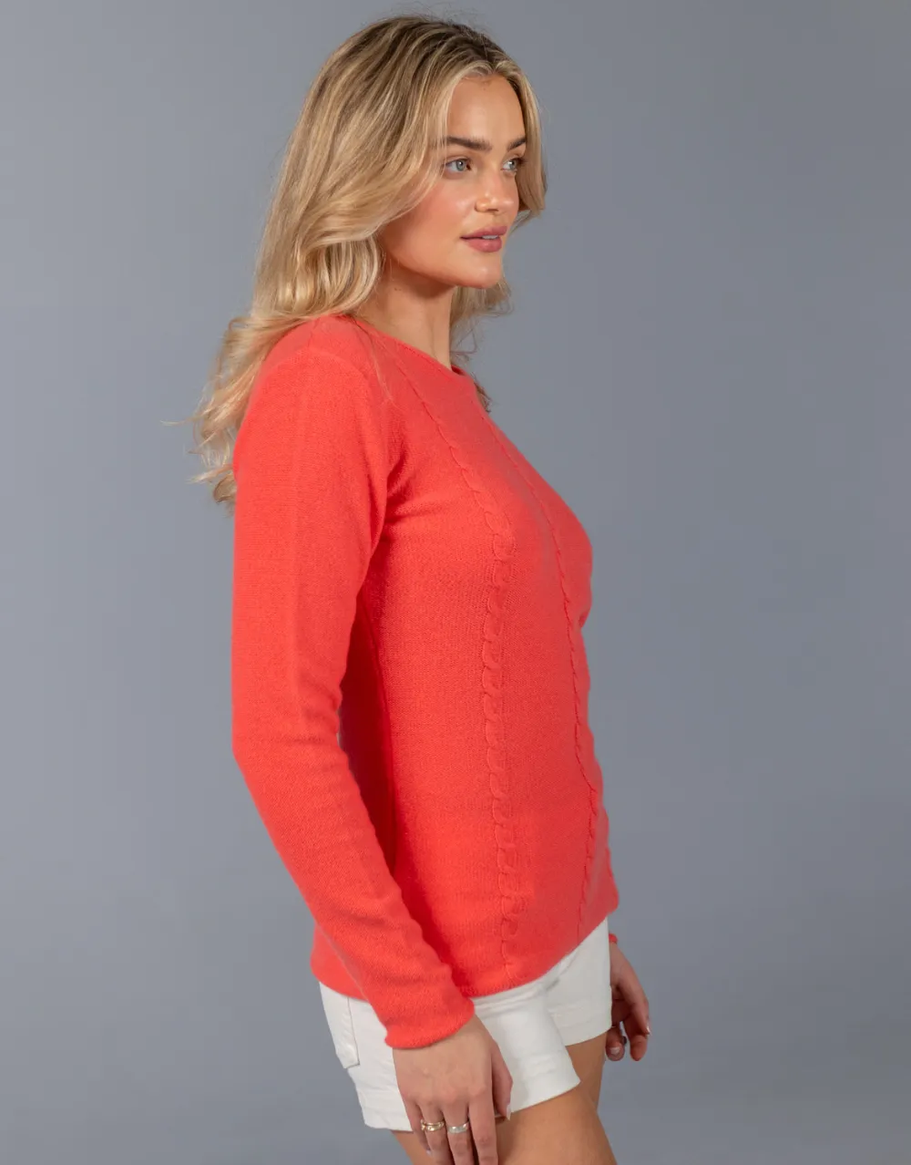 Everyday Cable Sweater in Coral