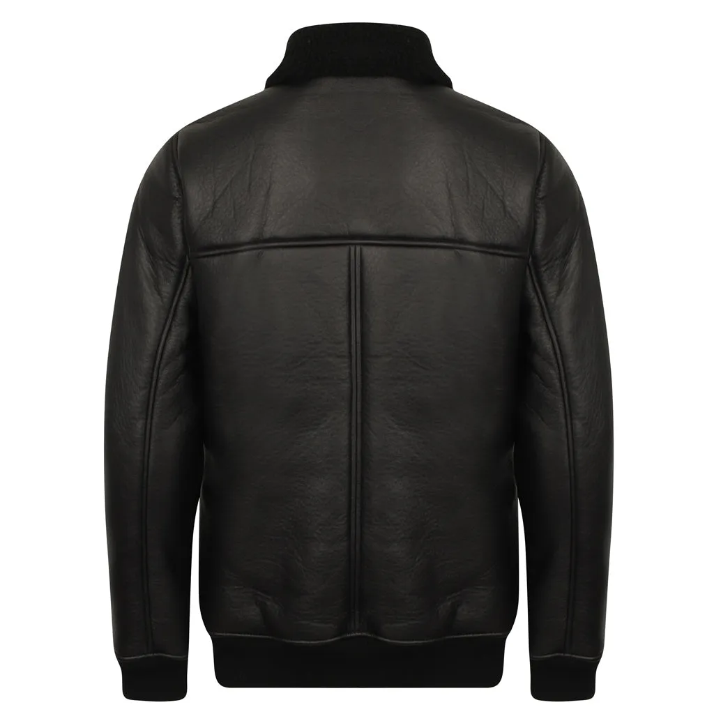 Falcon Faux Suede Borg Jacket In Black