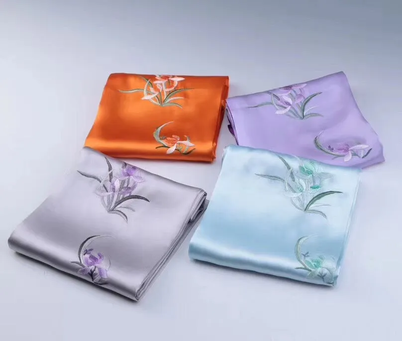 Fashion Hand embroideried pure mulberry silk Su Embroidery long scarf 1piece