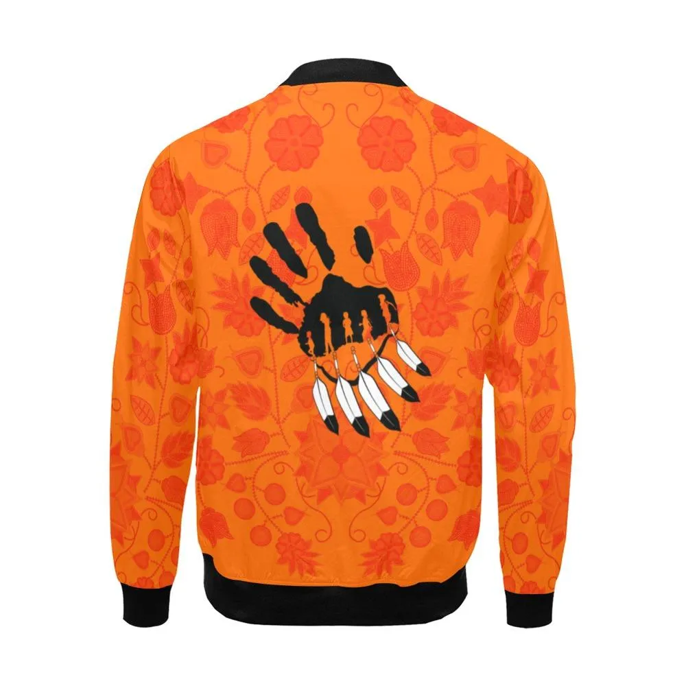 Floral Beadwork Real Orange A feather for each Bomber Jacket for Men