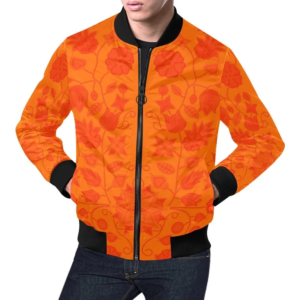 Floral Beadwork Real Orange A feather for each Bomber Jacket for Men