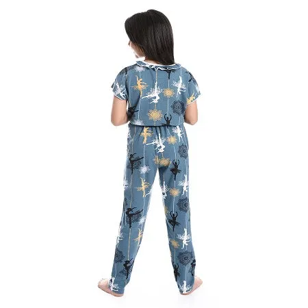 Girl's Summer Jumpsuit, Soft and Comfy - Indigo