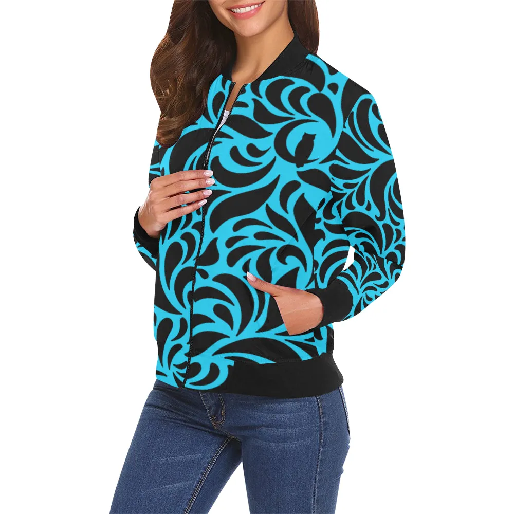 GORGIOUS LEAF TRQSE All Over Print Bomber Jacket for Women