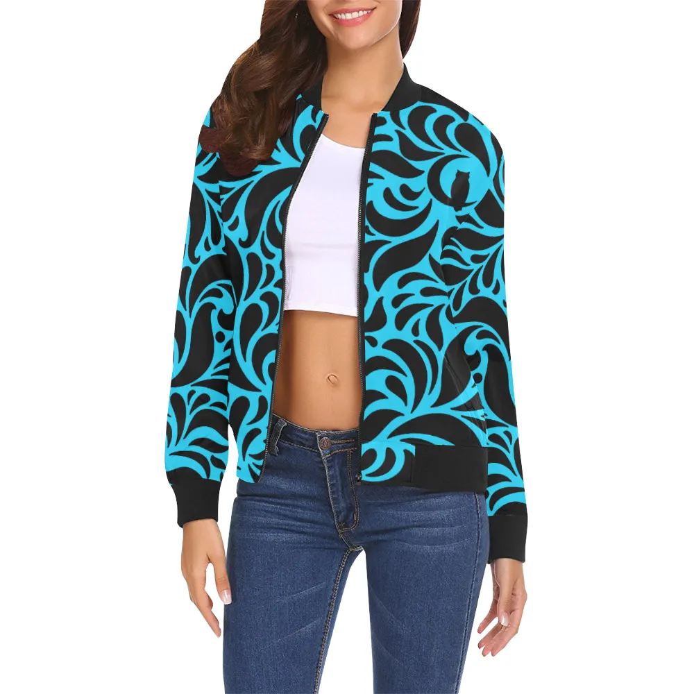 GORGIOUS LEAF TRQSE All Over Print Bomber Jacket for Women