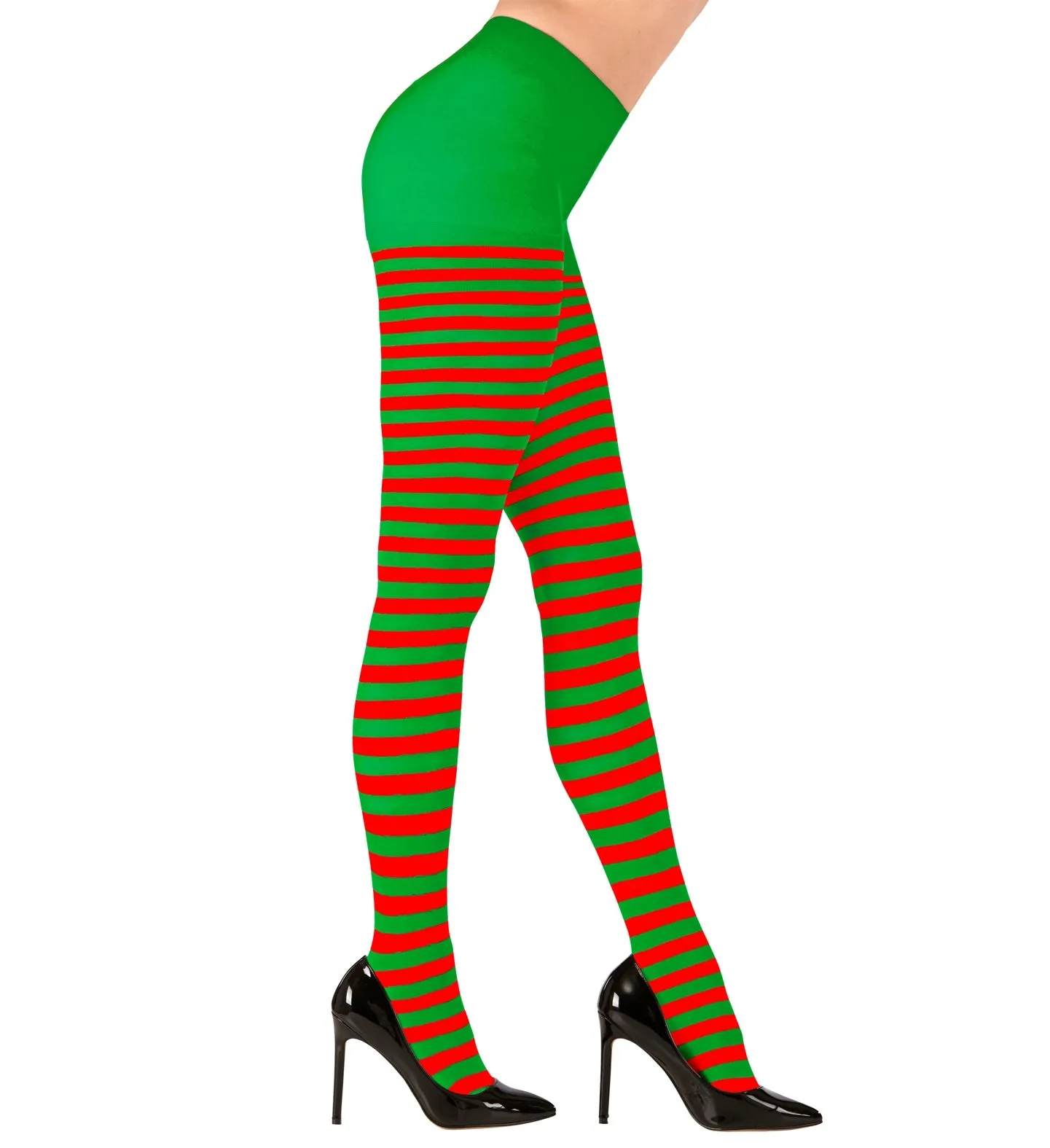 Green and Red Striped Tights