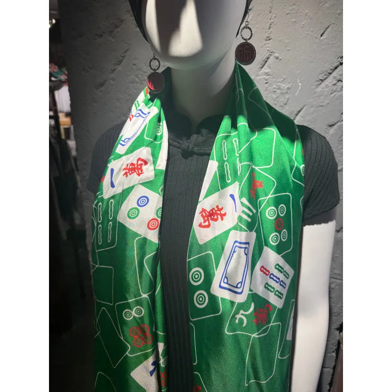 Green Mahjong Mix Silk Scarf