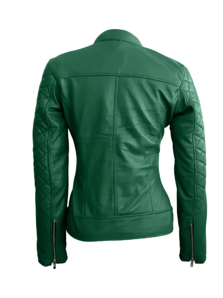 Green Quilted Leather Jacket