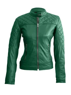 Green Quilted Leather Jacket