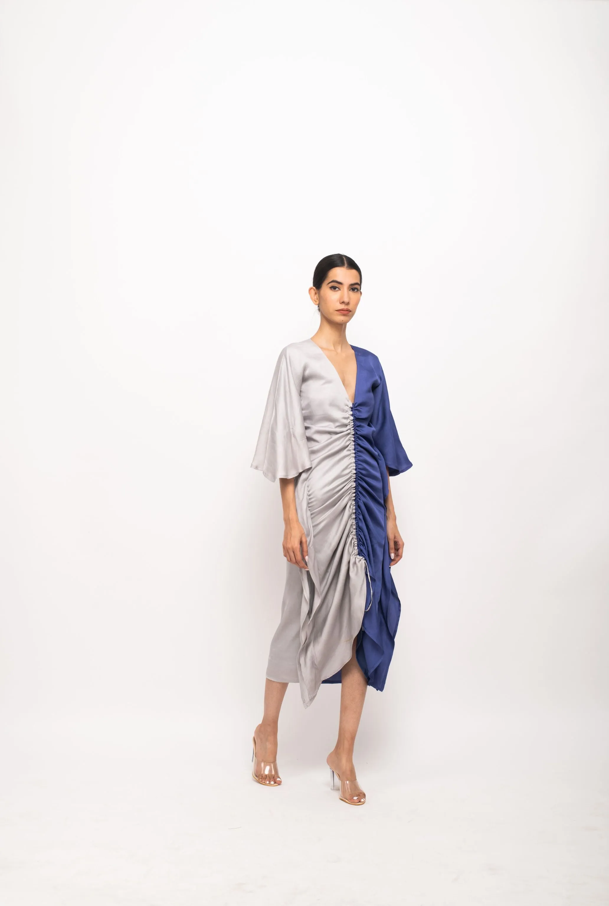 Grey-Blue Kaftan Bodycon Dress