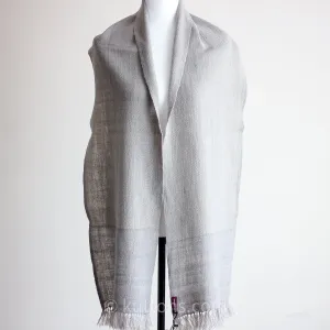 Handwoven Woolen Scarf - Naturally-Dyed with Haritaki (Harada) Herb | Gray, 12x74"