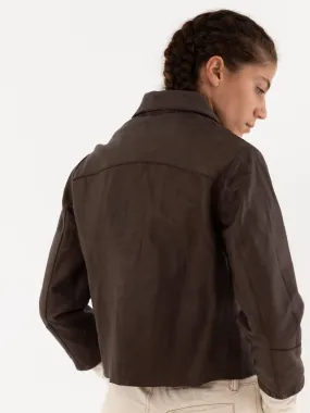 Hazel Brown Little Leather Jacket