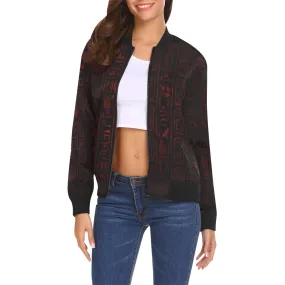 HIEROGLYH RED All Over Print Bomber Jacket for Women