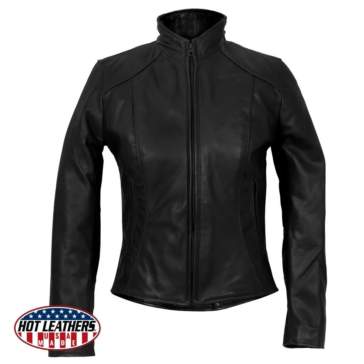 Hot Leathers JKL5003 USA Made Women's Black Clean Cut Leather Jacket