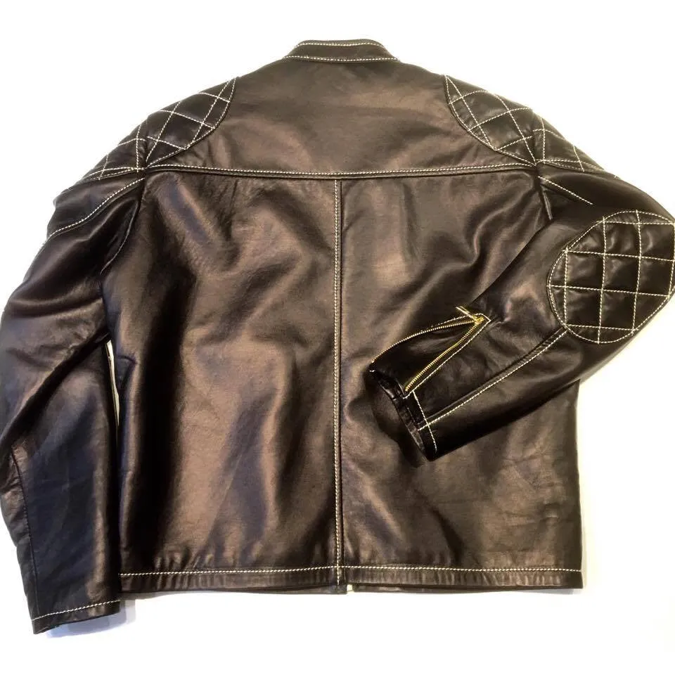 Jakewood Black Quilted Bomber Leather Jacket