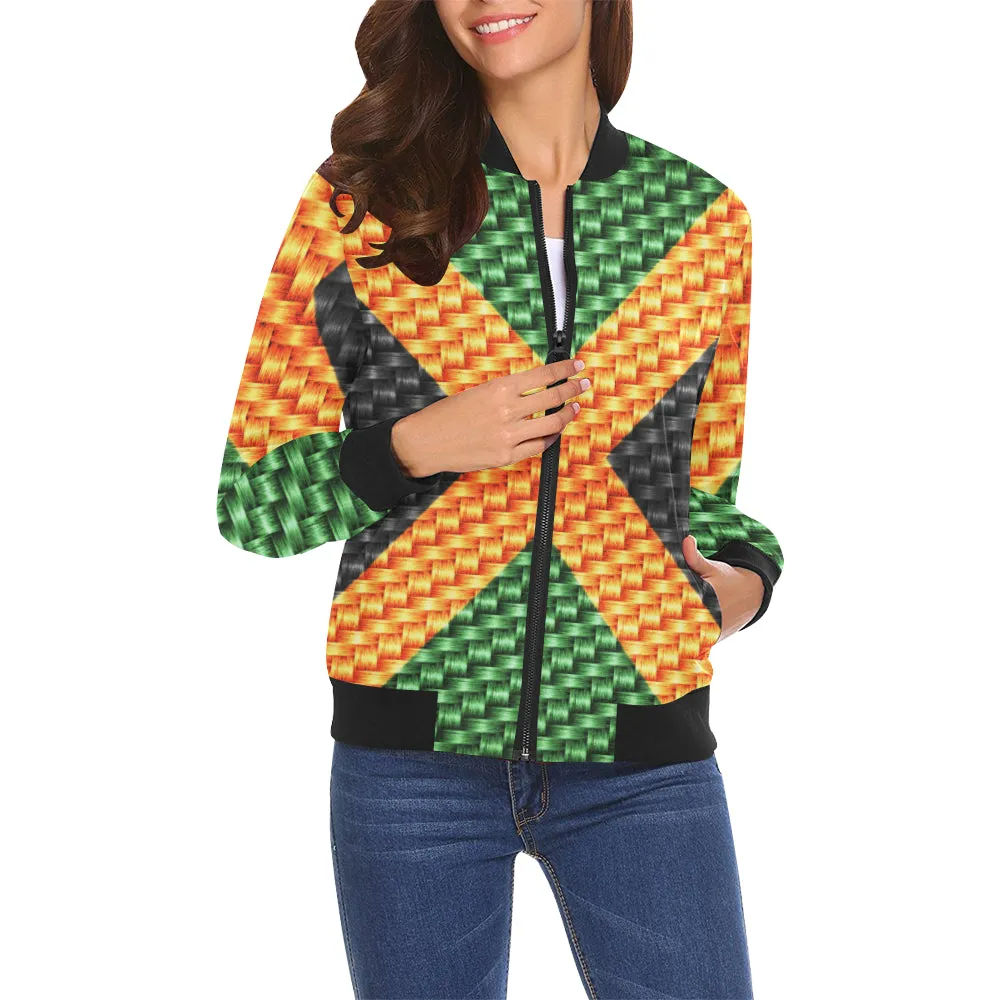 JAMAICA FLAG All Over Print Bomber Jacket for Women