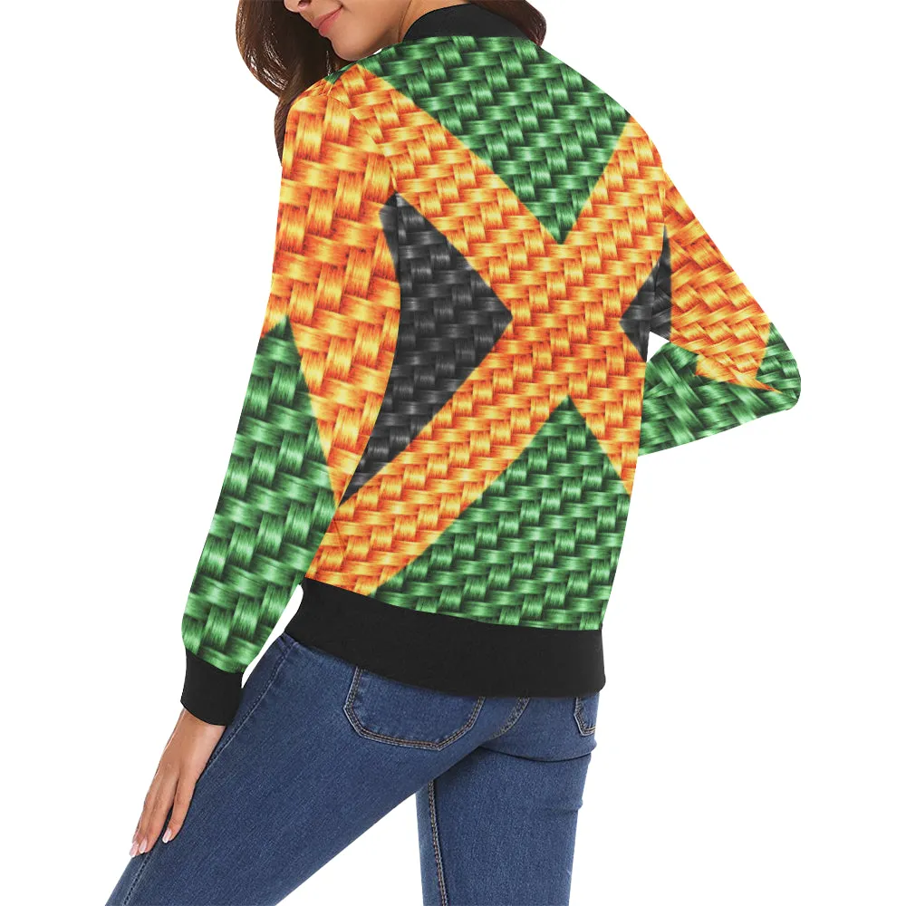 JAMAICA FLAG All Over Print Bomber Jacket for Women