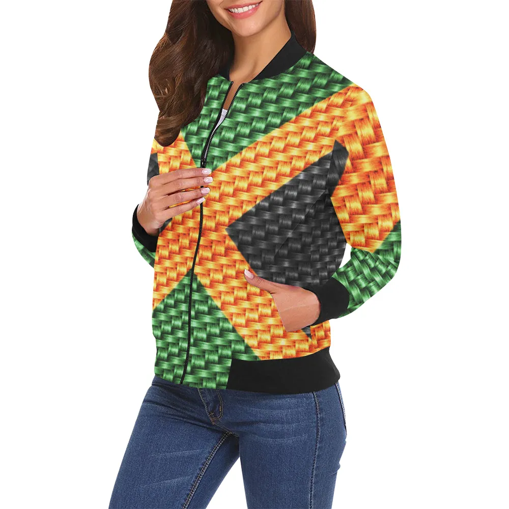 JAMAICA FLAG All Over Print Bomber Jacket for Women