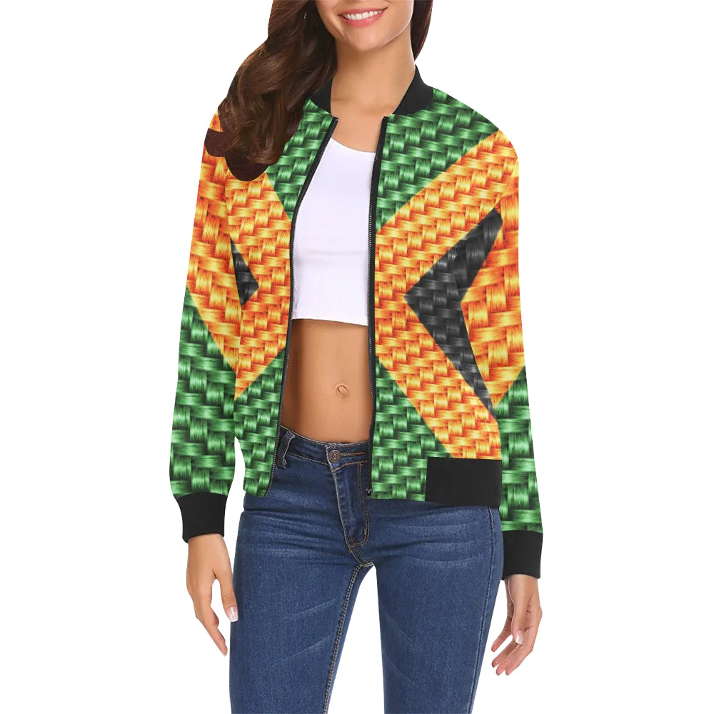 JAMAICA FLAG All Over Print Bomber Jacket for Women