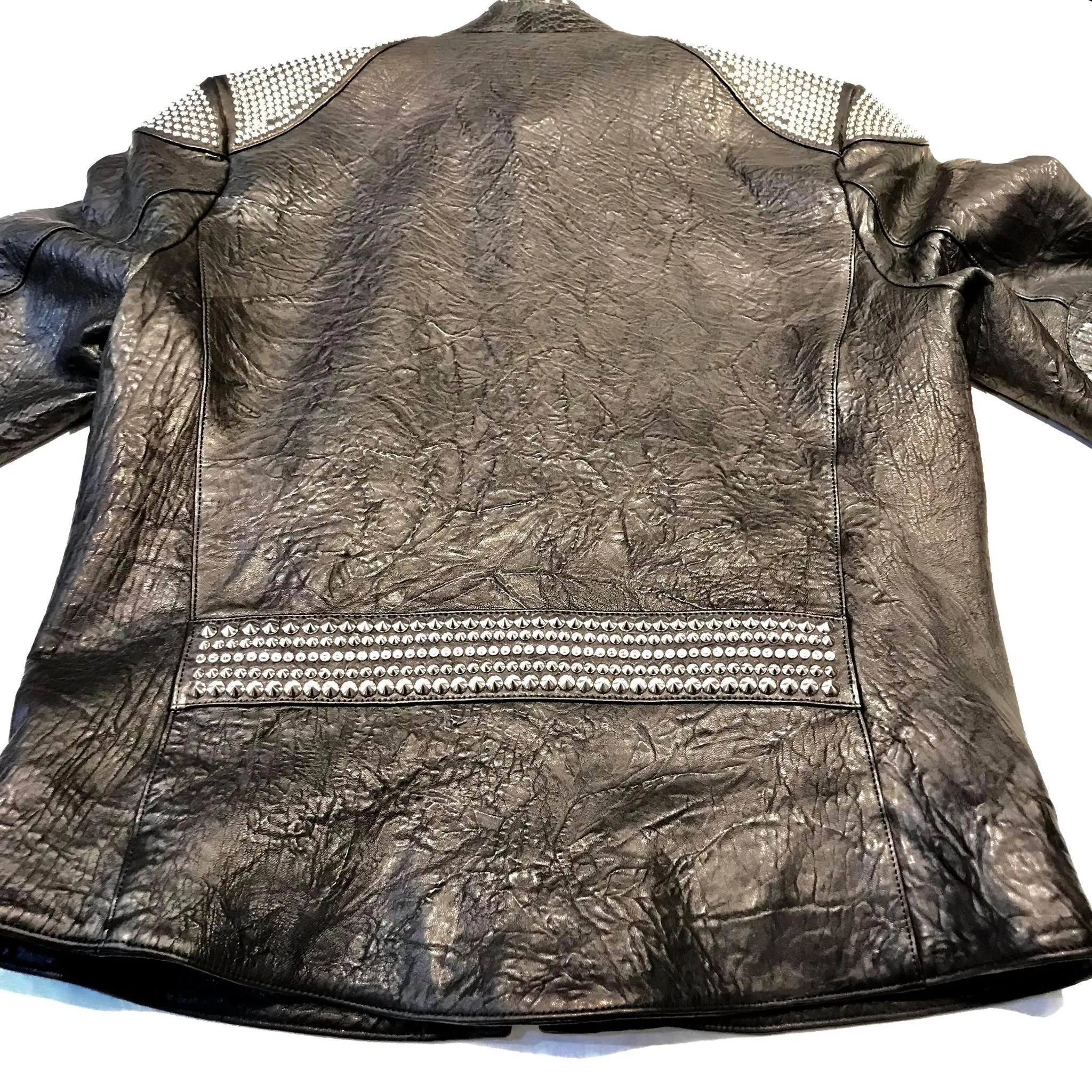 Kashani Alligator Studded Swarovski Lambskin Bomber Jacket