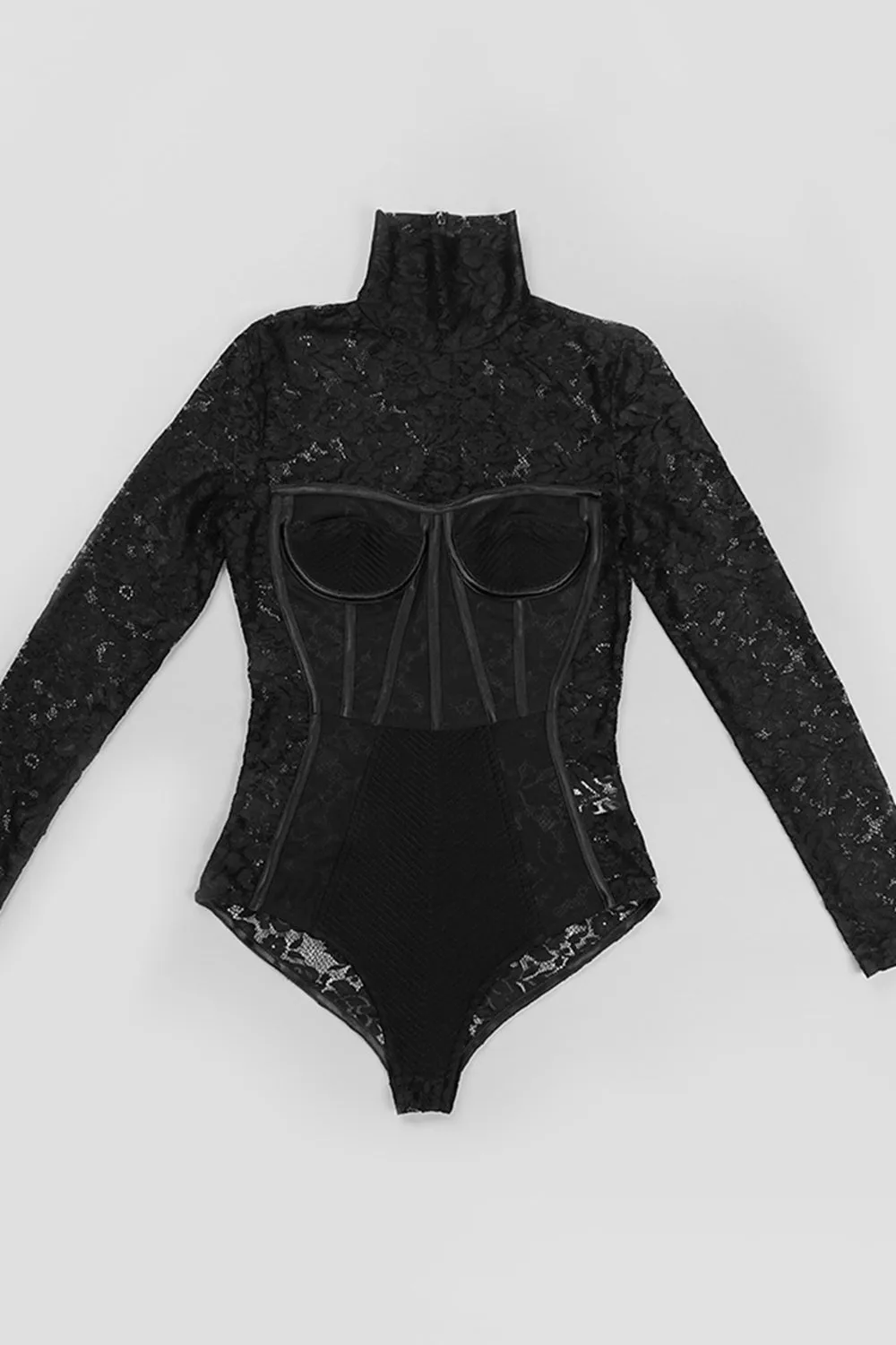 Lace High Neck Long Sleeve Bodysuit