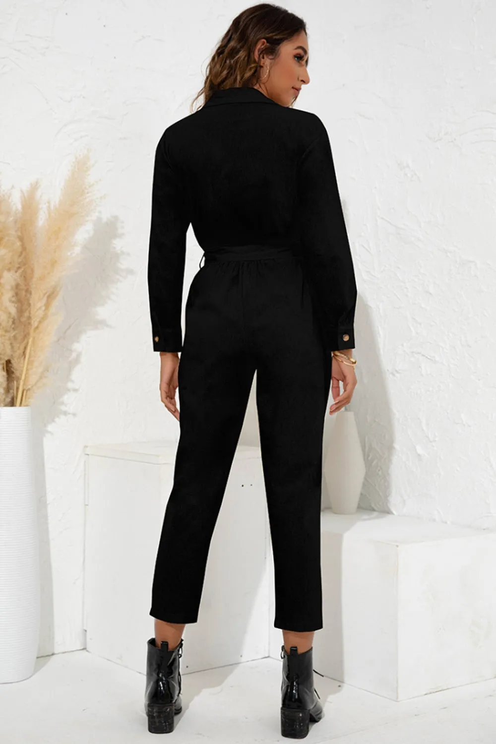 Lapel High Waist Jumpsuit