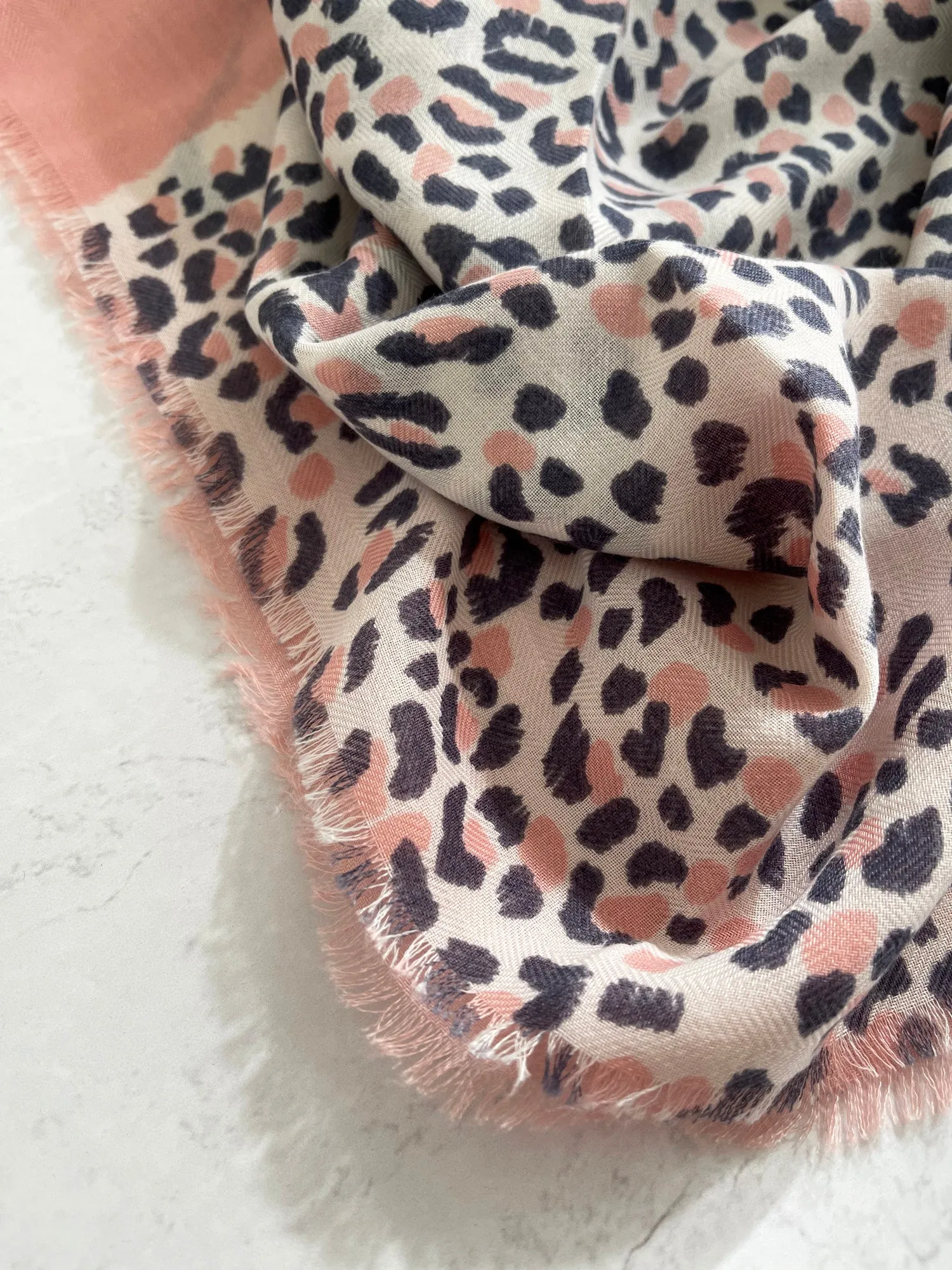 LARGE BLUSH PINK TIGER AND LEOPARD PRINT SHAWL SCARF