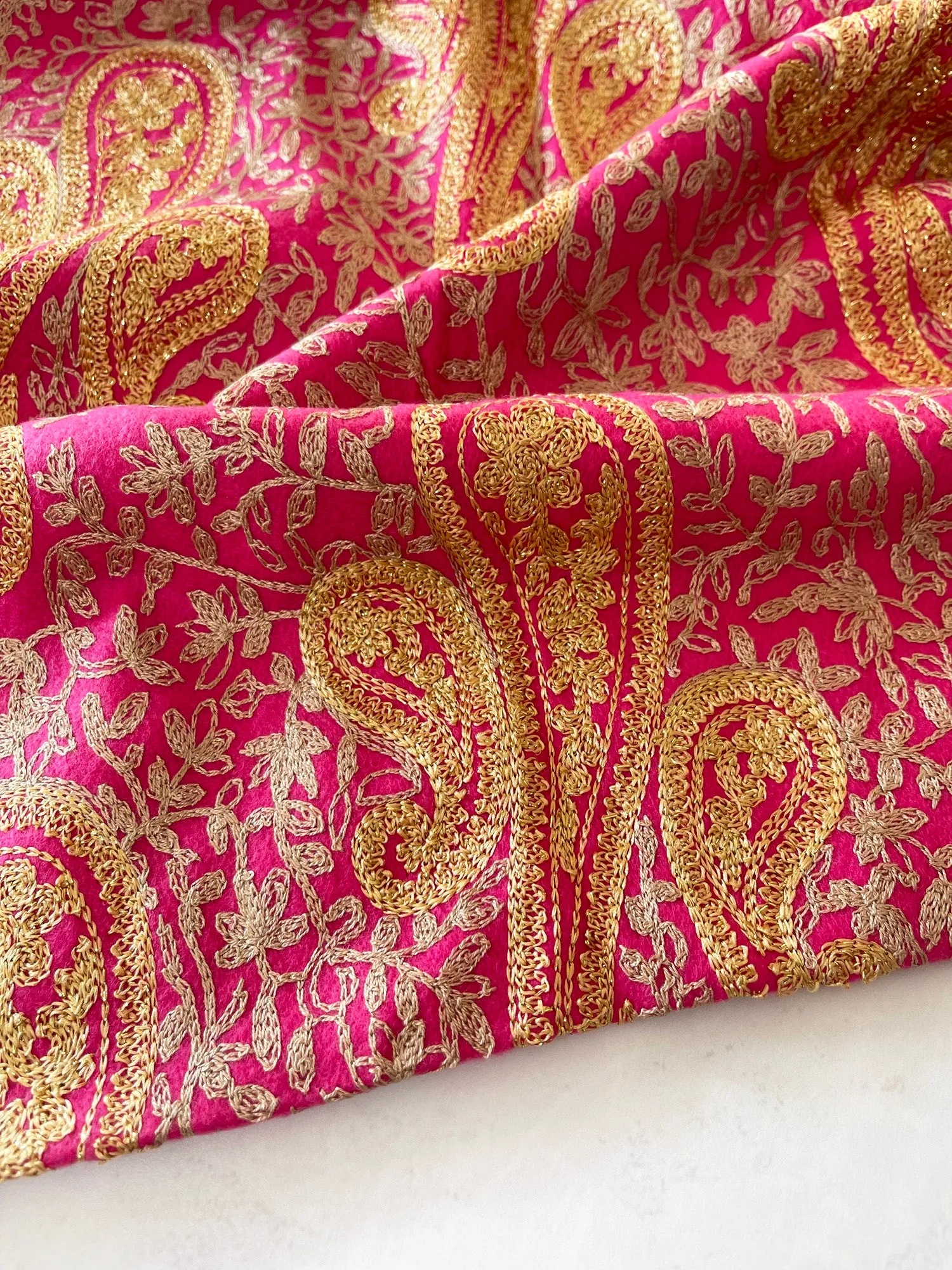 LARGE HOT PINK PAISLEY CASHMERE COTTON BLEND WINTER SHAWL BLANKET SCARF