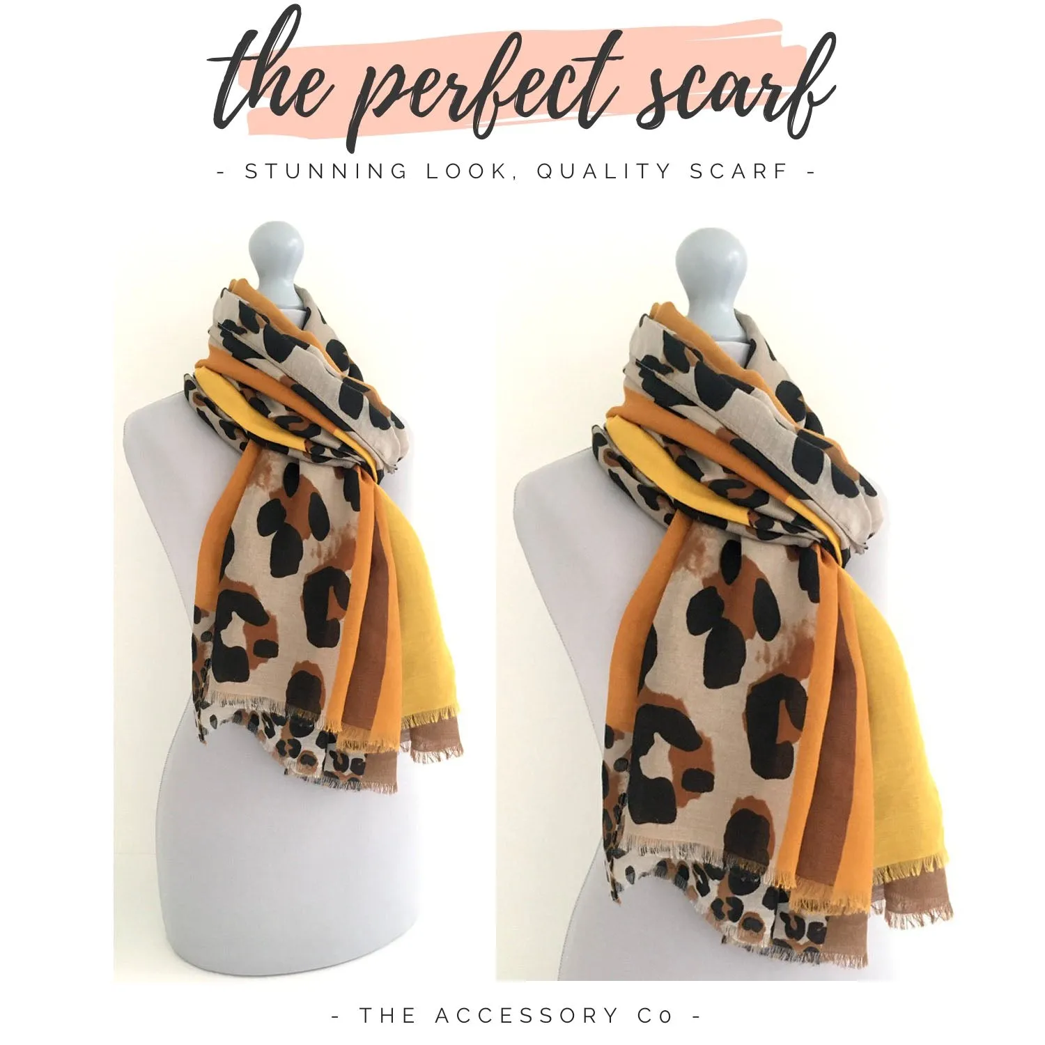 LARGE MUSTARD YELLOW BLOCK PRINT LEOPARD PRINT SHAWL SCARF